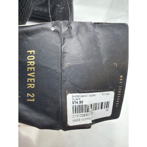 NWT Forever 21 Womens Black Rhinestone Stiletto Heel Ankle Boots Size 8 - Picture 9 of 11